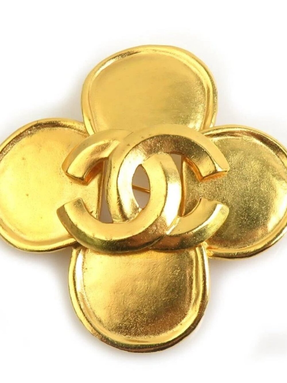 CHANEL CC Logo Brooch Gold Metal